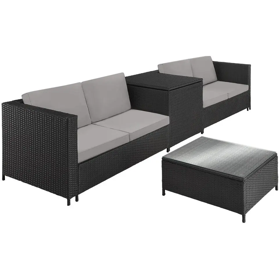 tectake - Loungeset Siena - wicker - zwart