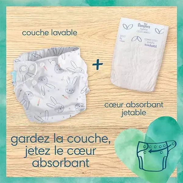 Pampers Harmonie Hybrid 3 a 16kg Oeko-Tex 1 Fralda Lavável + 15 Absorventes Descartáveis