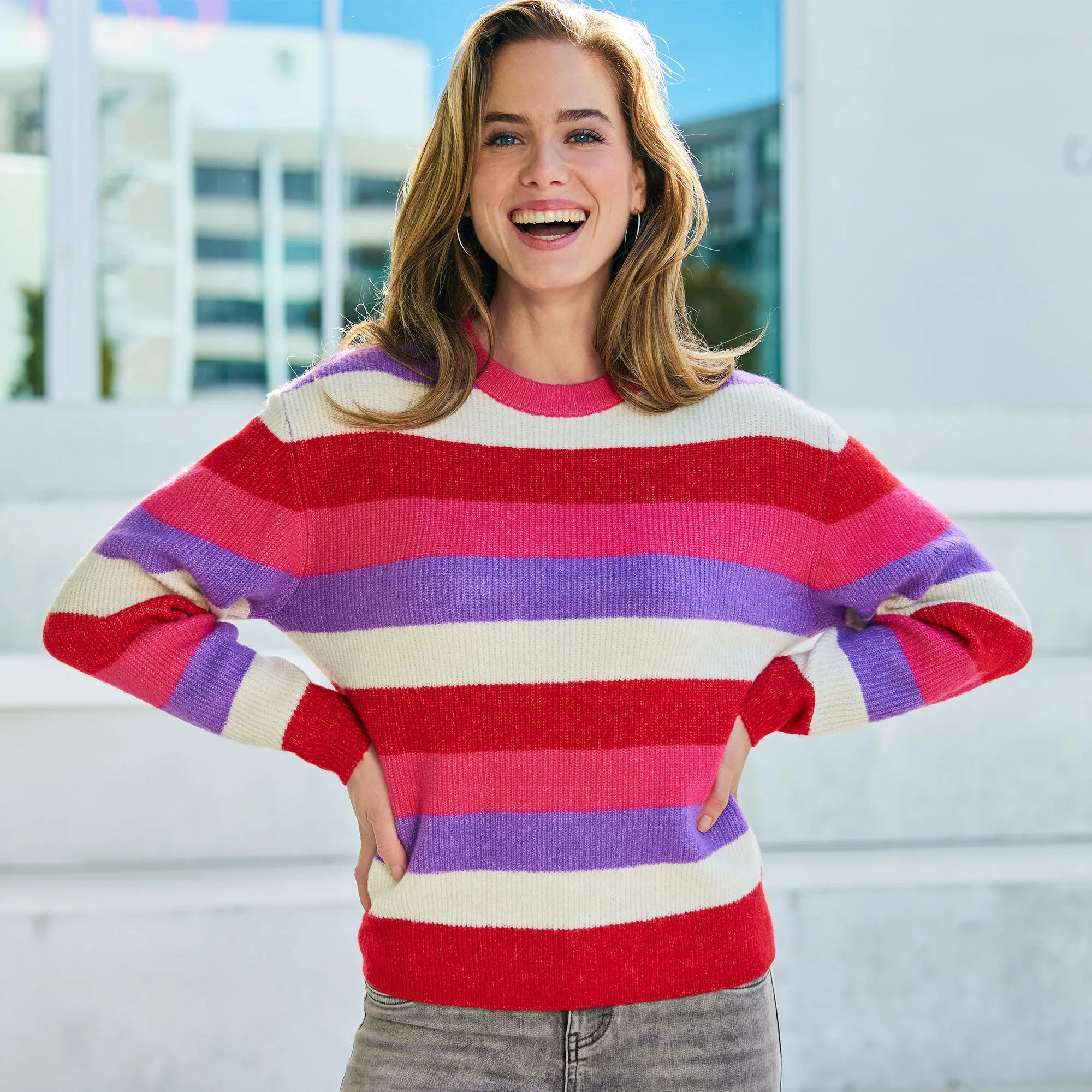 Damen-Pullover mit Ringelmuster