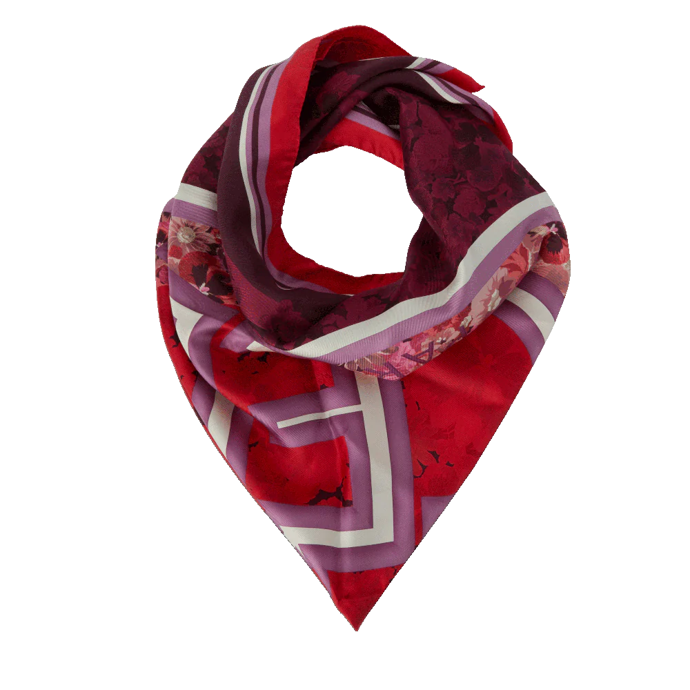 Carré Motif Roxane Fleurs-Multico rose