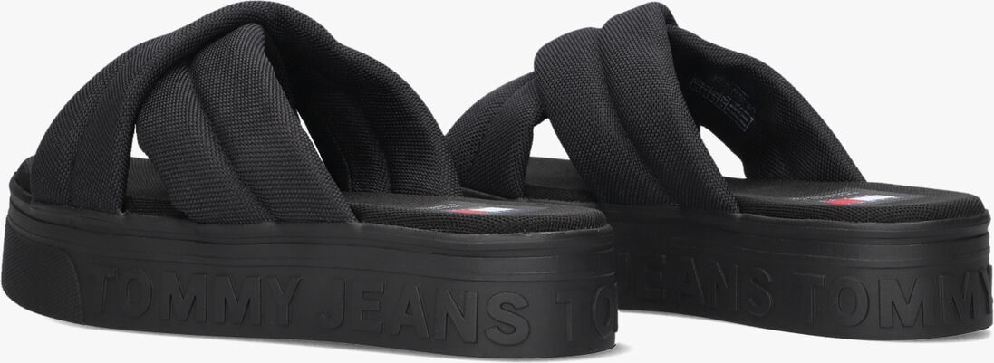 TOMMY JEANS zwarte tommy jeans slippers tommy jeans lettering flatform