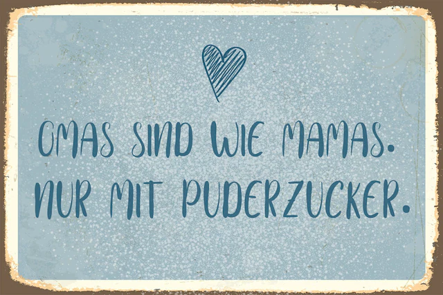 queence Metallbild »Puderzucker VI« Herzen | Schriftzug | Sprüche | Sprüche & Texte 1 Stk. tlg. Stahlschild, Blechschild, Sprüche, Texte, witzig, Oma, Mama