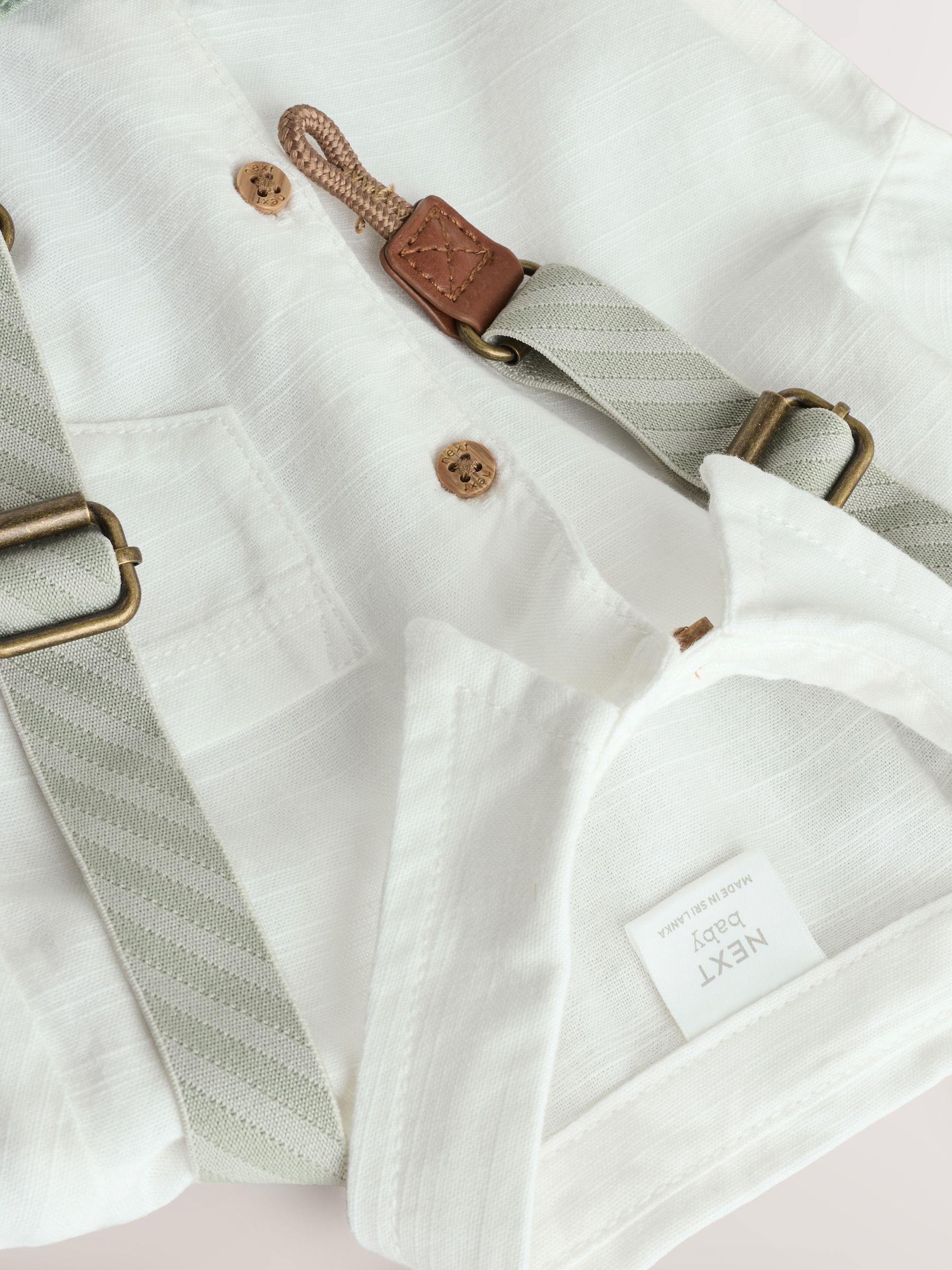 Grijs-groen - 3 -delige babyset van overhemd, broek en bretels (0mnd-2jr)