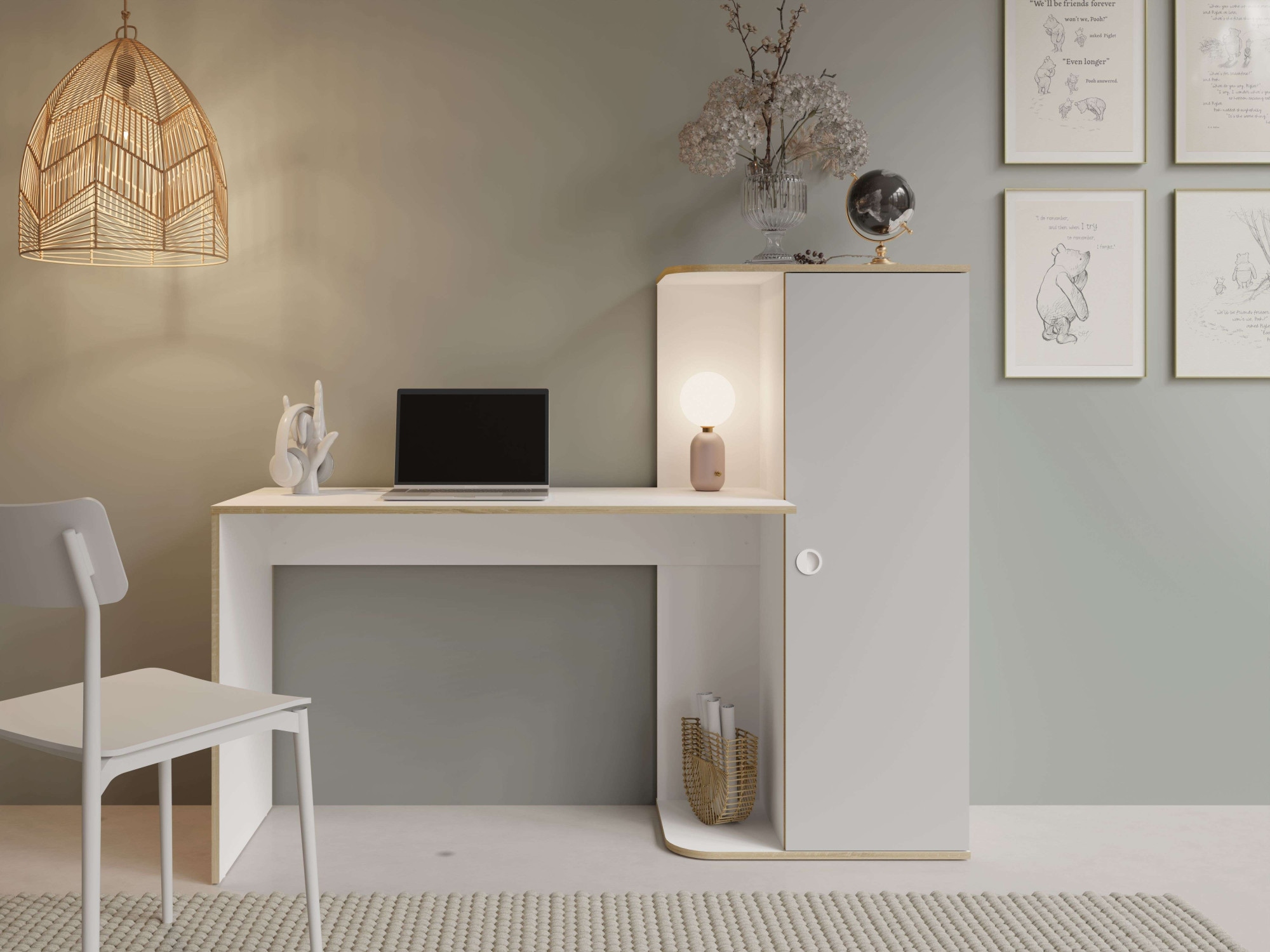 Home affaire Schreibtisch »ELLETE Computertisch mit viel Stauraum, Masse B/T/H: 160/53,3/128,7 cm« Bürotisch mit 1 Tür und mehreren Regalfächern