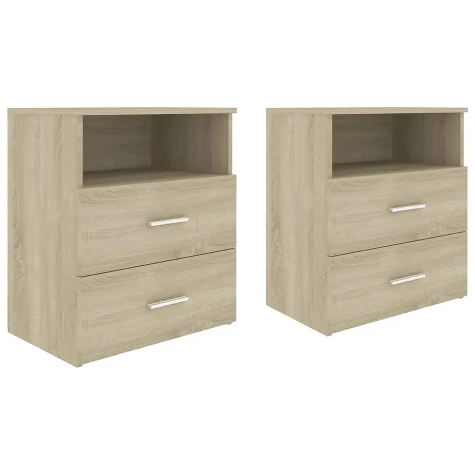 vidaXL - Nachtkastje - Bruin - Bewerkt hout - 2 stuks
