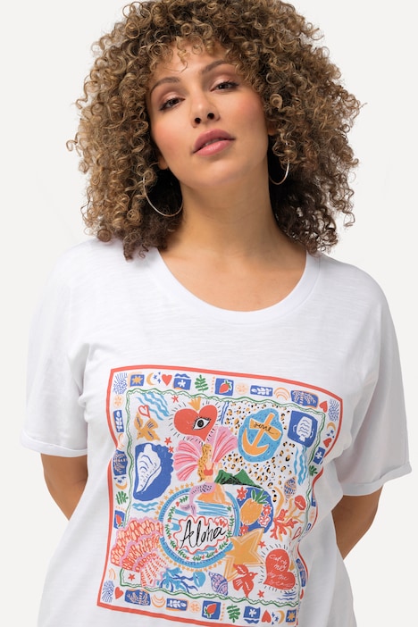 T-Shirt, Herz, Oversized, Rundhals, Halbarm