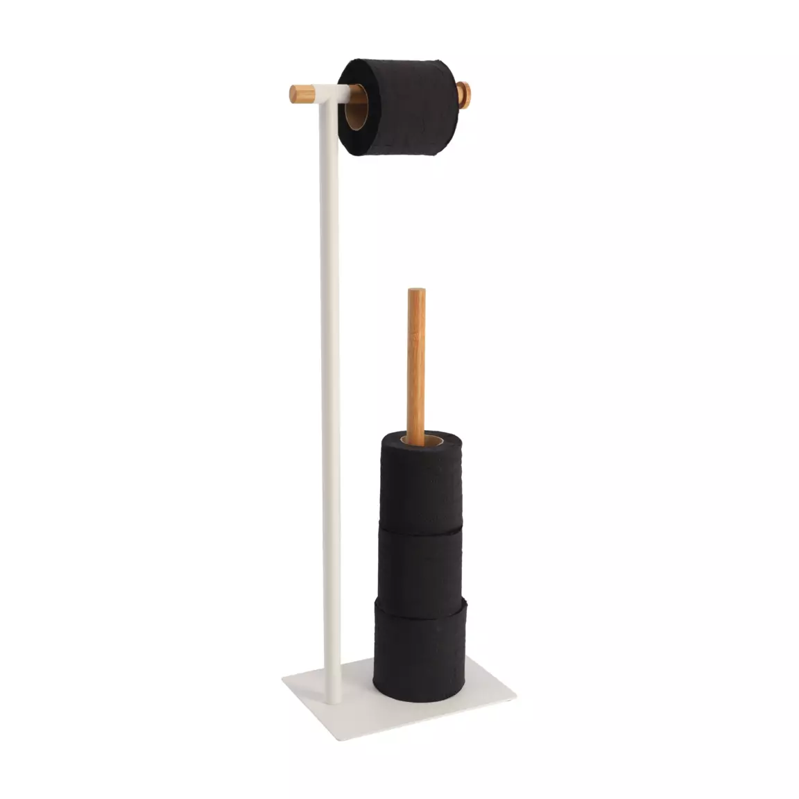Dérouleur papier toilette avec réserve Bambou Blanc