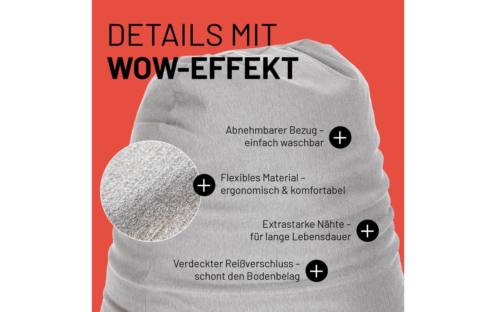 Sitzsack Flexi Comfort 320 L, Hellgrau<br>2-in-1 Sitzsack