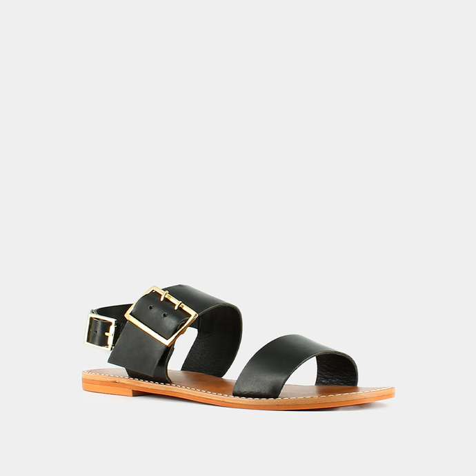 Sandales à boucles  en cuir noir