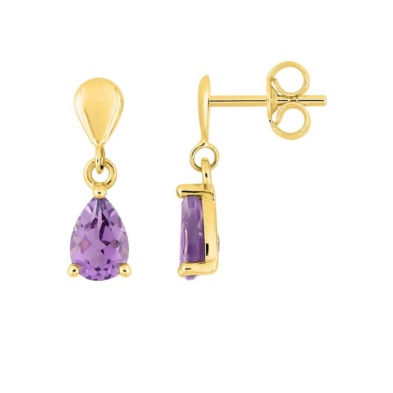 Boucles d'oreilles femme - améthyste - Or 18 Carats