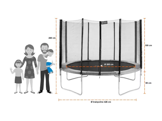 Kangui - Trampoline rond Ø430cm avec filet, échelle, bâche et kit d'ancrage - RALLI 430