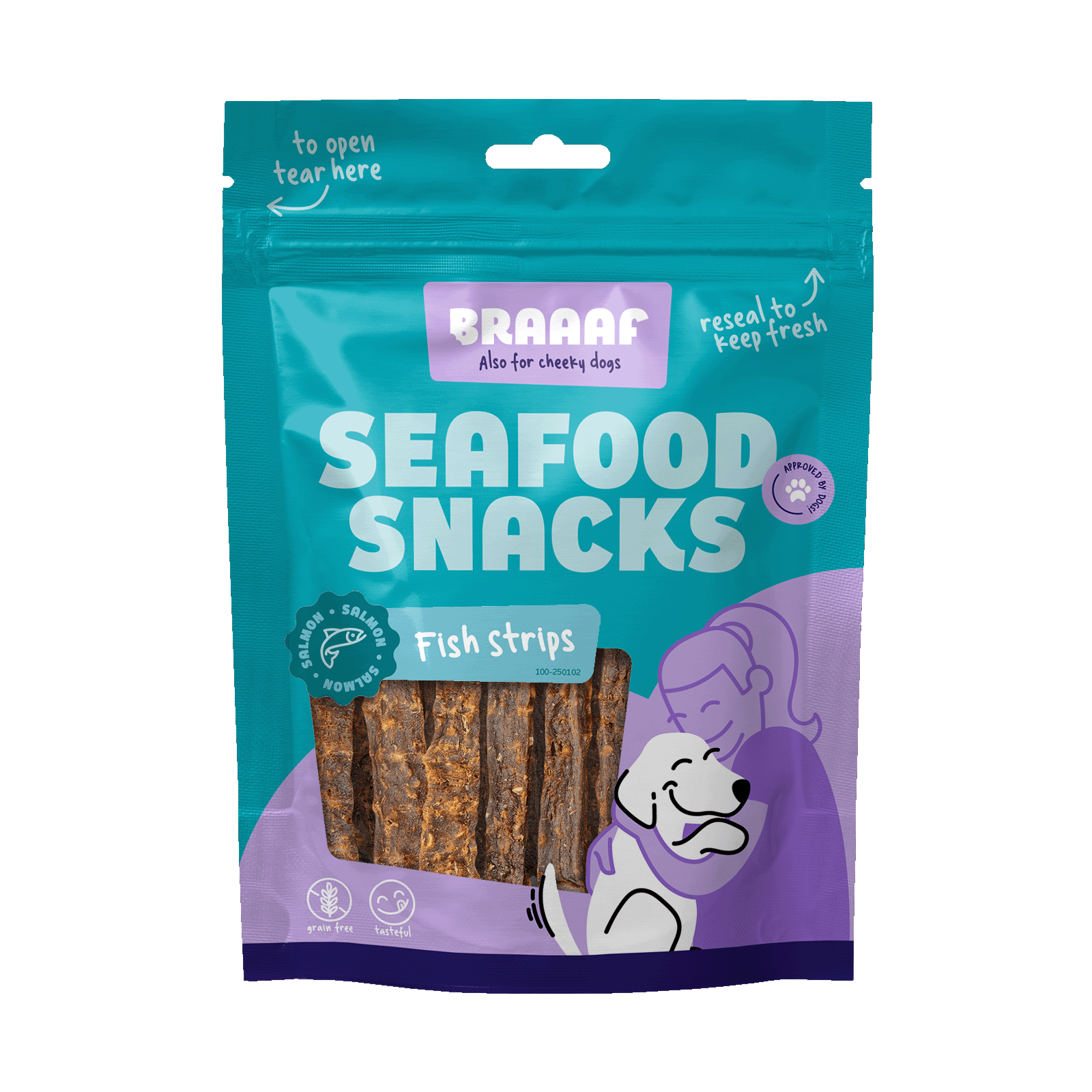 Braaaf Vissnack Visstrip - Hondensnack - 70 Gram - zalm
