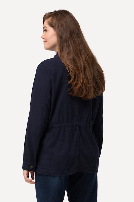 Jacke, Leinenmix, Tunnelzug, Stehkragen, Langarm