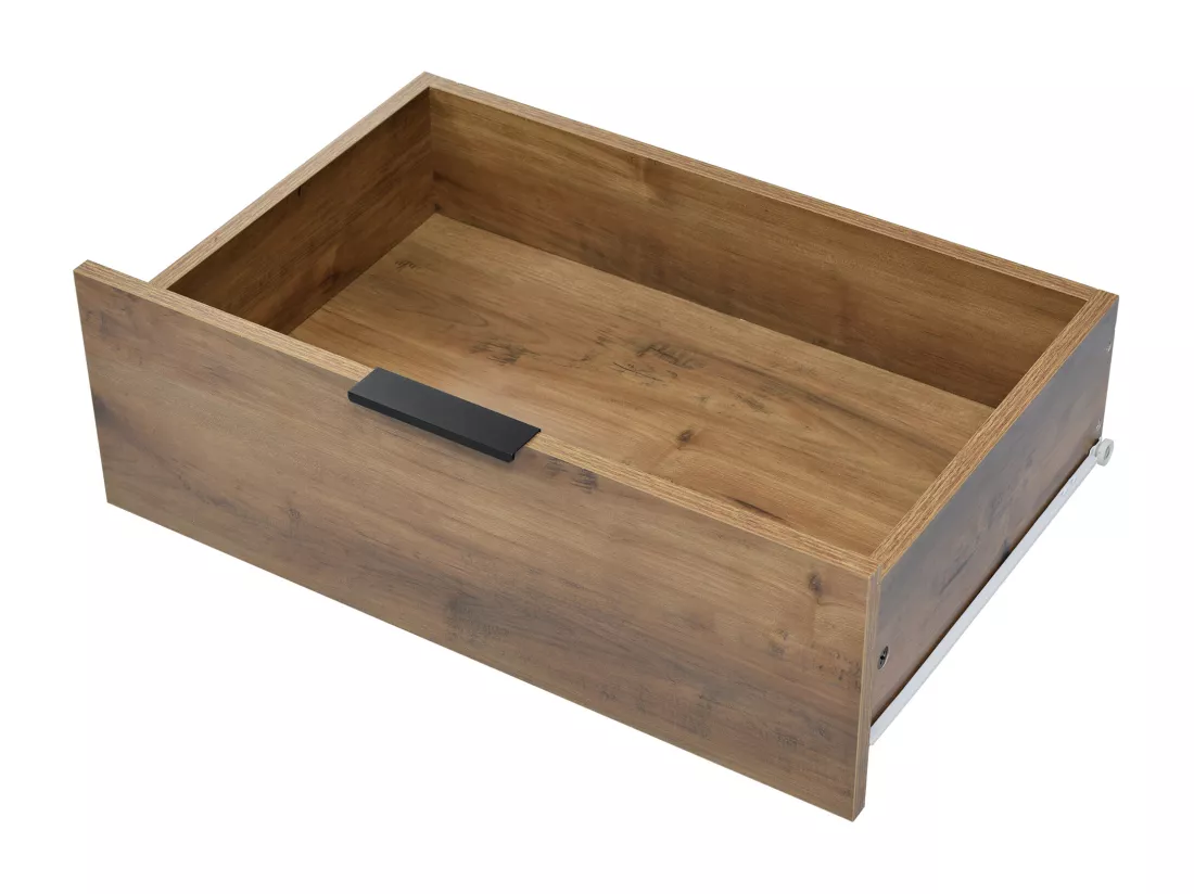Buffet effet bois chêne foncé style industriel 2 portes 3 tiroirs 120x40x76cm OMNAERS