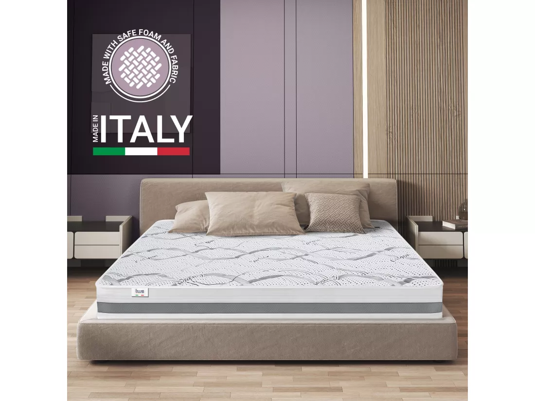 Matelas Double King-Size 180x200 à mémoire de forme | Premium Quality | Hauteur 25 cm | Made in Italy