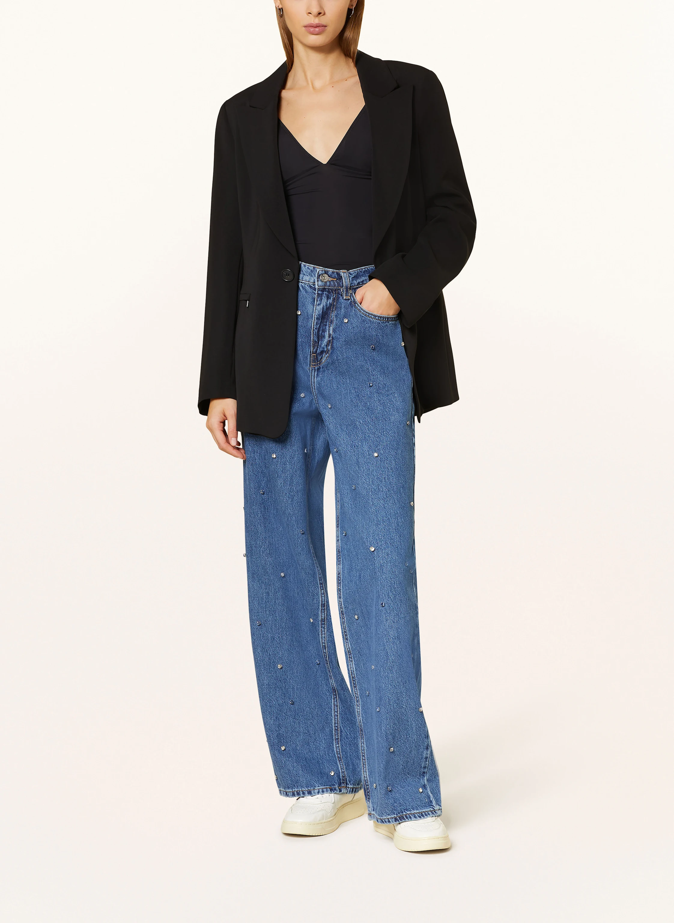 ONLY Straight Jeans mit Schmucksteinen