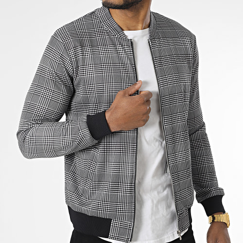 Veste Zippée A Carreaux 22169-C Noir Blanc