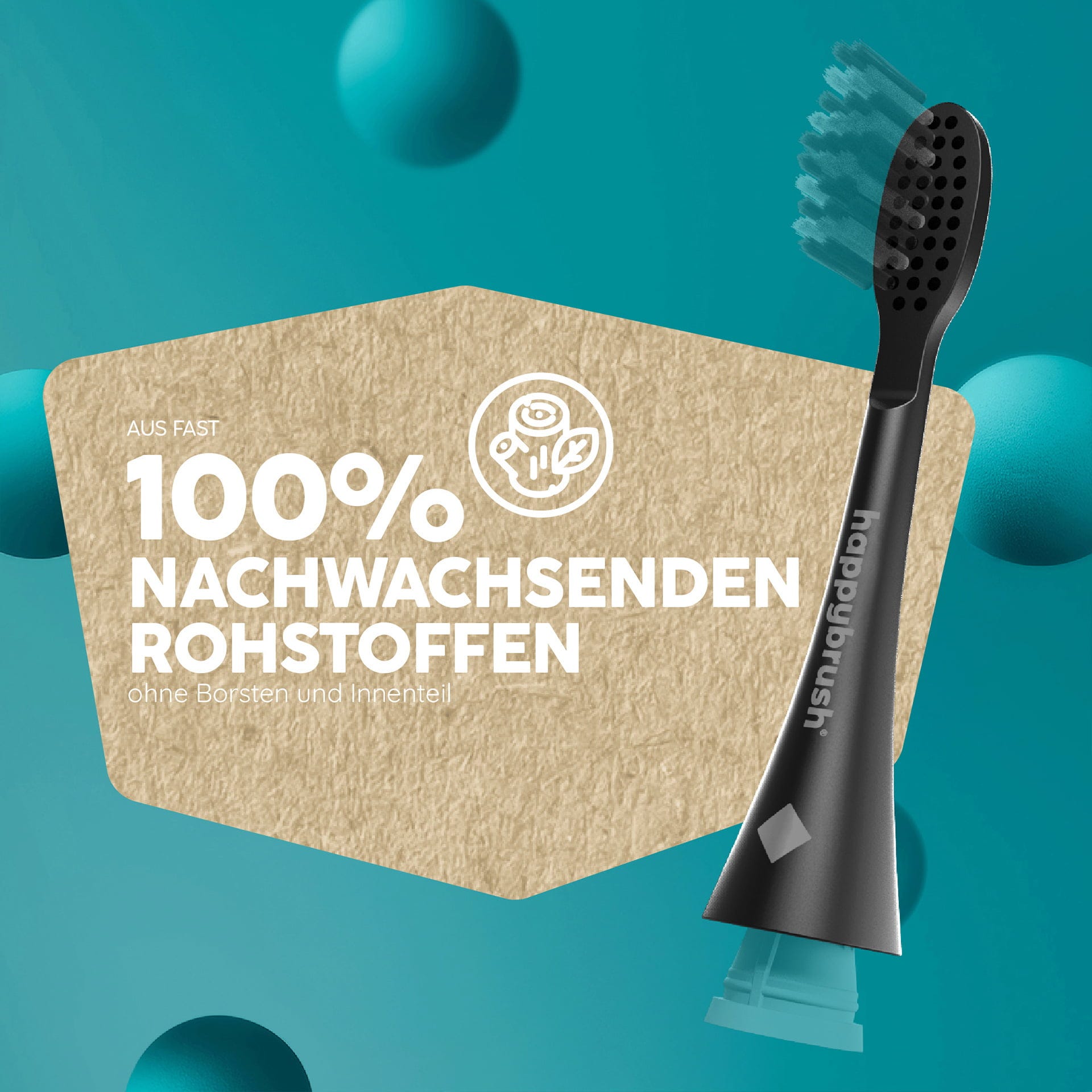 happybrush  Eco VIBE 3+ Aufsteckbürsten AllBlack, 3 Stk