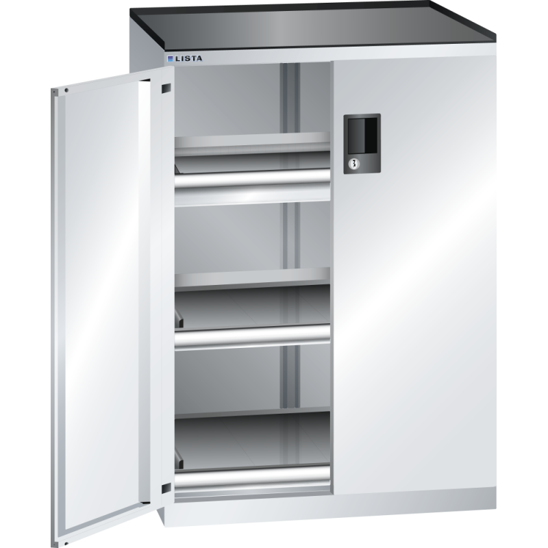 Armoire portes battantes Lista 36x27E - 3 tiroirs + 2 rayons extensibles charge 75 Kg