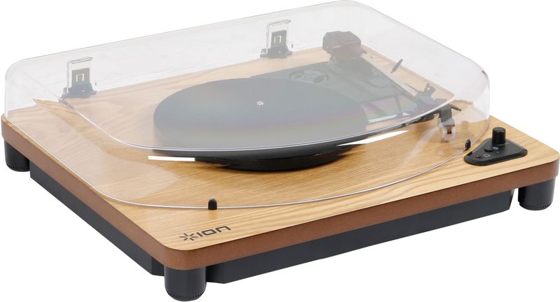 ION Audio Air LP - Vinyl platenspeler/Bluetooth draaitafel met USB-uitgang voor conversie en drie afspeelsnelheden - natuurlijke houtafwerking