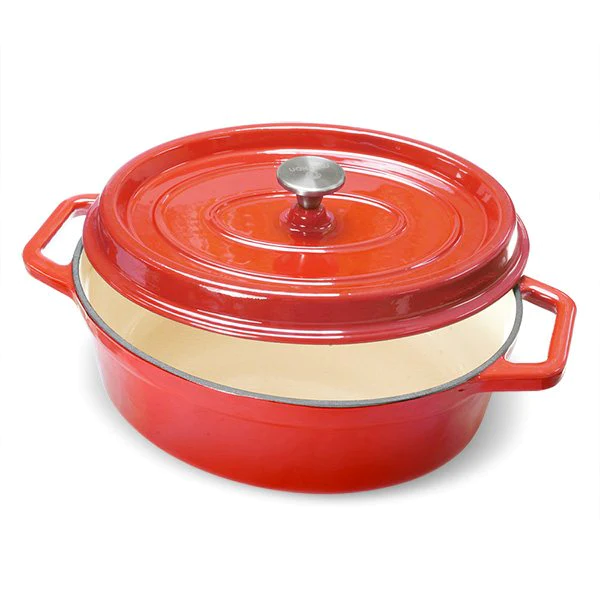 Cocotte en fonte ovale 33 cm 6 L rouge Mathon