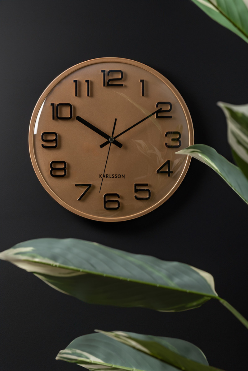 Wall Clock 3D Numbers KA6022GD Gold painted