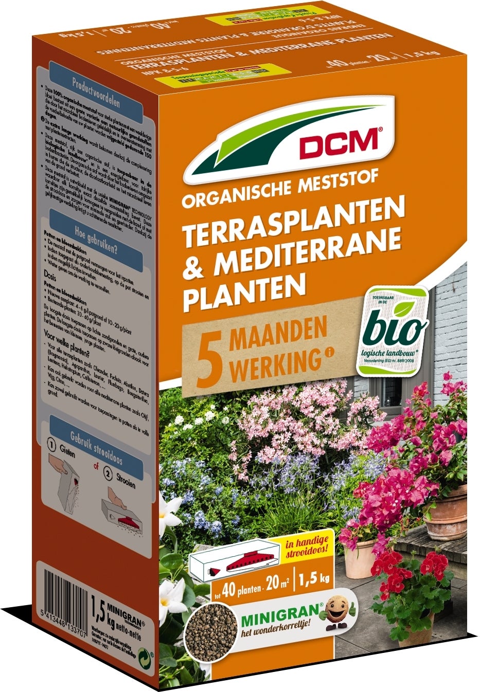 DCM Bio meststof terrasplanten en meditterane planten 1,5 kg