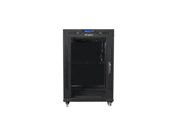 Lanberg - Rack kabinet - med 4 køleblæsere, display - sort, RAL 9004 - 15U - 19