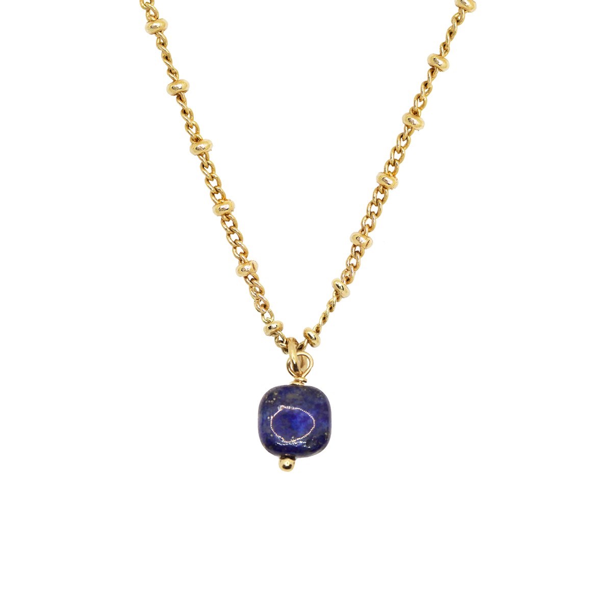 Collier pierre lapis lazulis doré à l'or fin 24k AVA