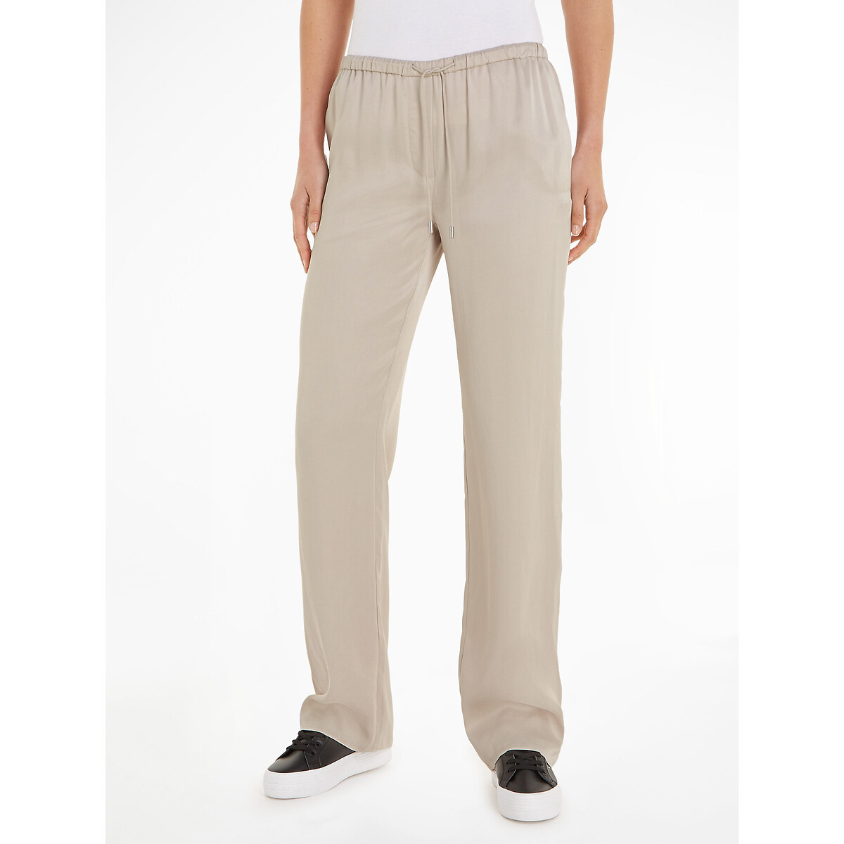 CALVIN KLEIN<br>Calças largas de cetim