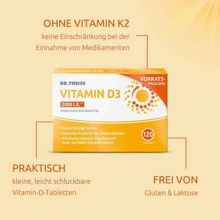 Dr. Theiss Vitamin D3 Tabletten 2000 I.E., 120 St