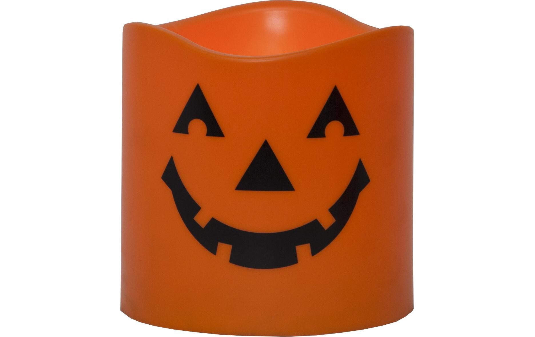 LED-Kerze Halloween, Ø 15 x 15 cm, OrangeLeuchten zur Dekoration an Halloween