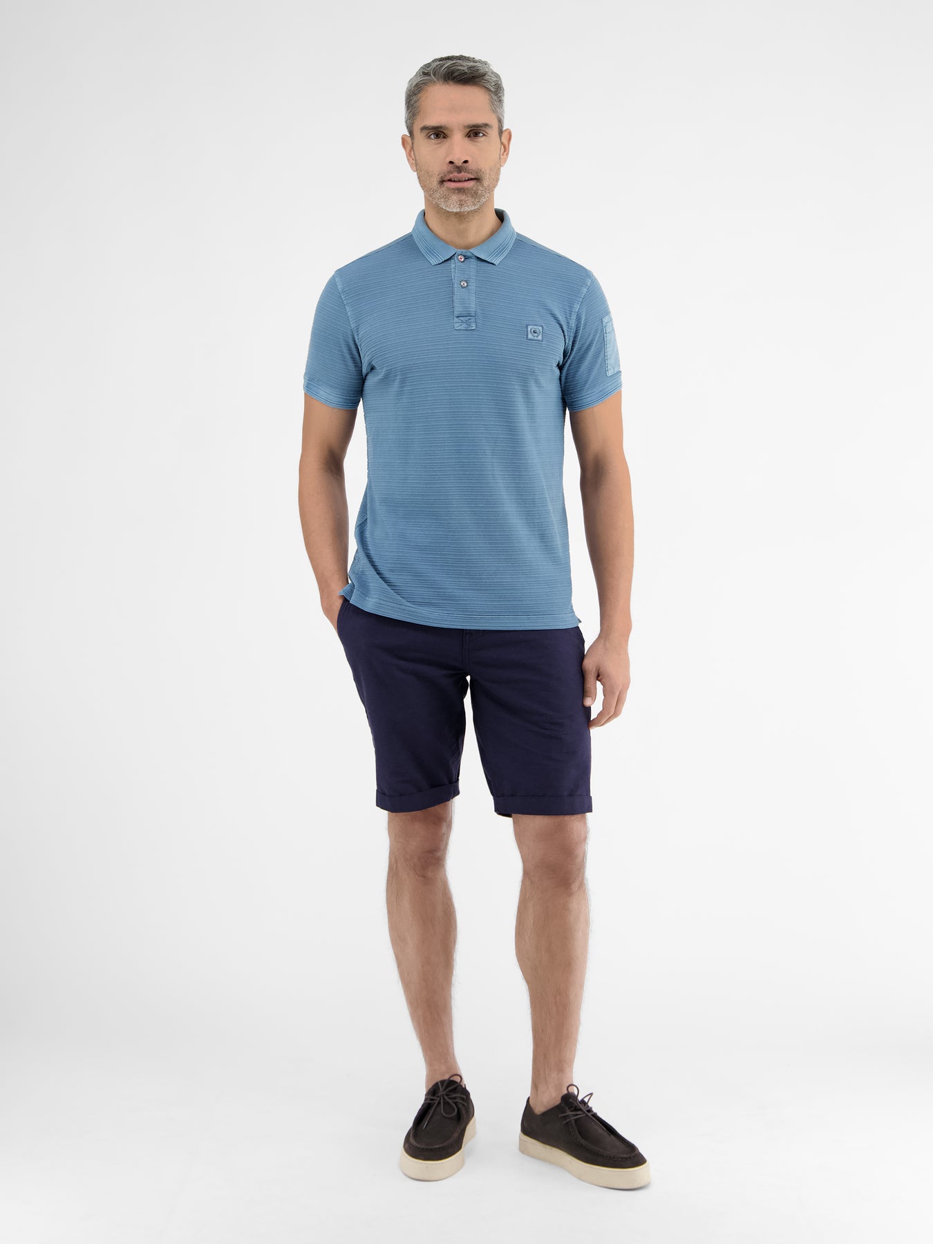 Tonal-gestreiftes Poloshirt für Herren