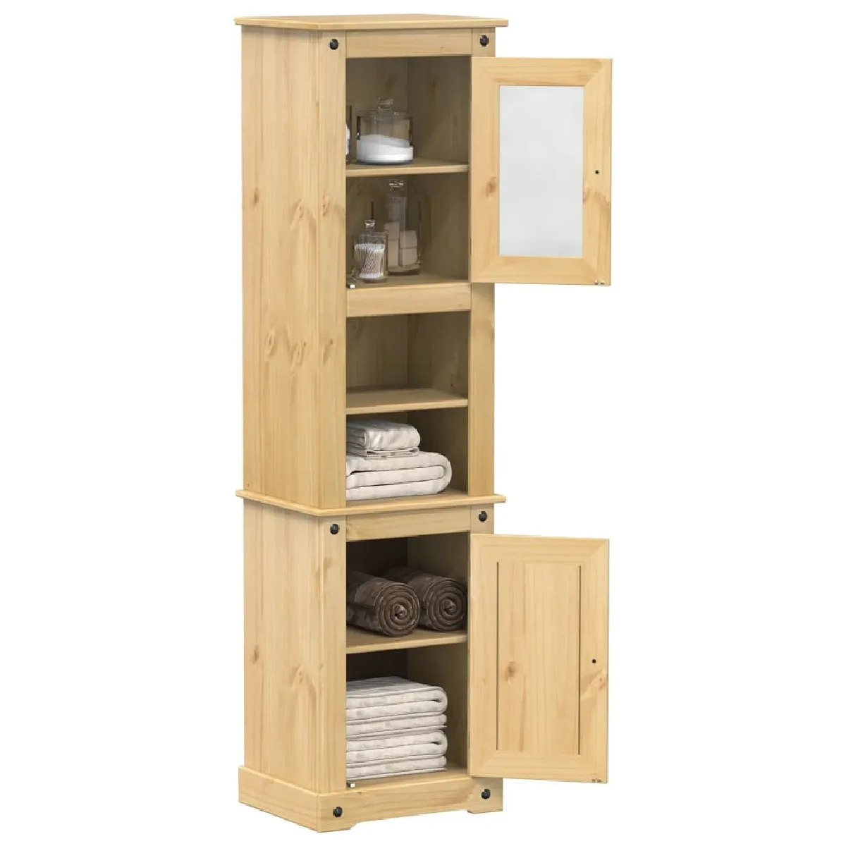 vidaXL Armoire Salle De Bain Corona - Bois De Pin Massif