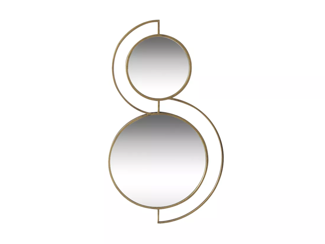 Miroir double ronds en métal doré 81,5x46,5x2cm