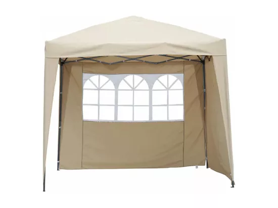 Couverture latérale beige 3x2m avec fenêtres pour tonnelle pliable 3x3m