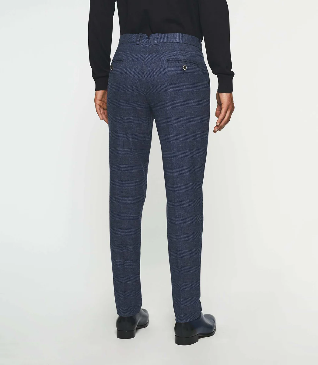 Pantalon ville à carreaux esprit Prince de Galles marine FSWING
