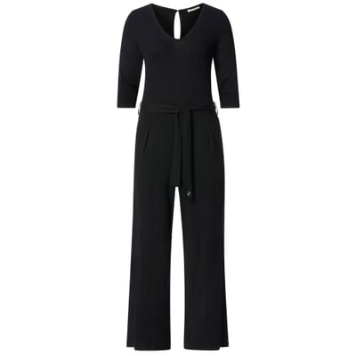 Damen-Jumpsuit Piqué, Schwarz