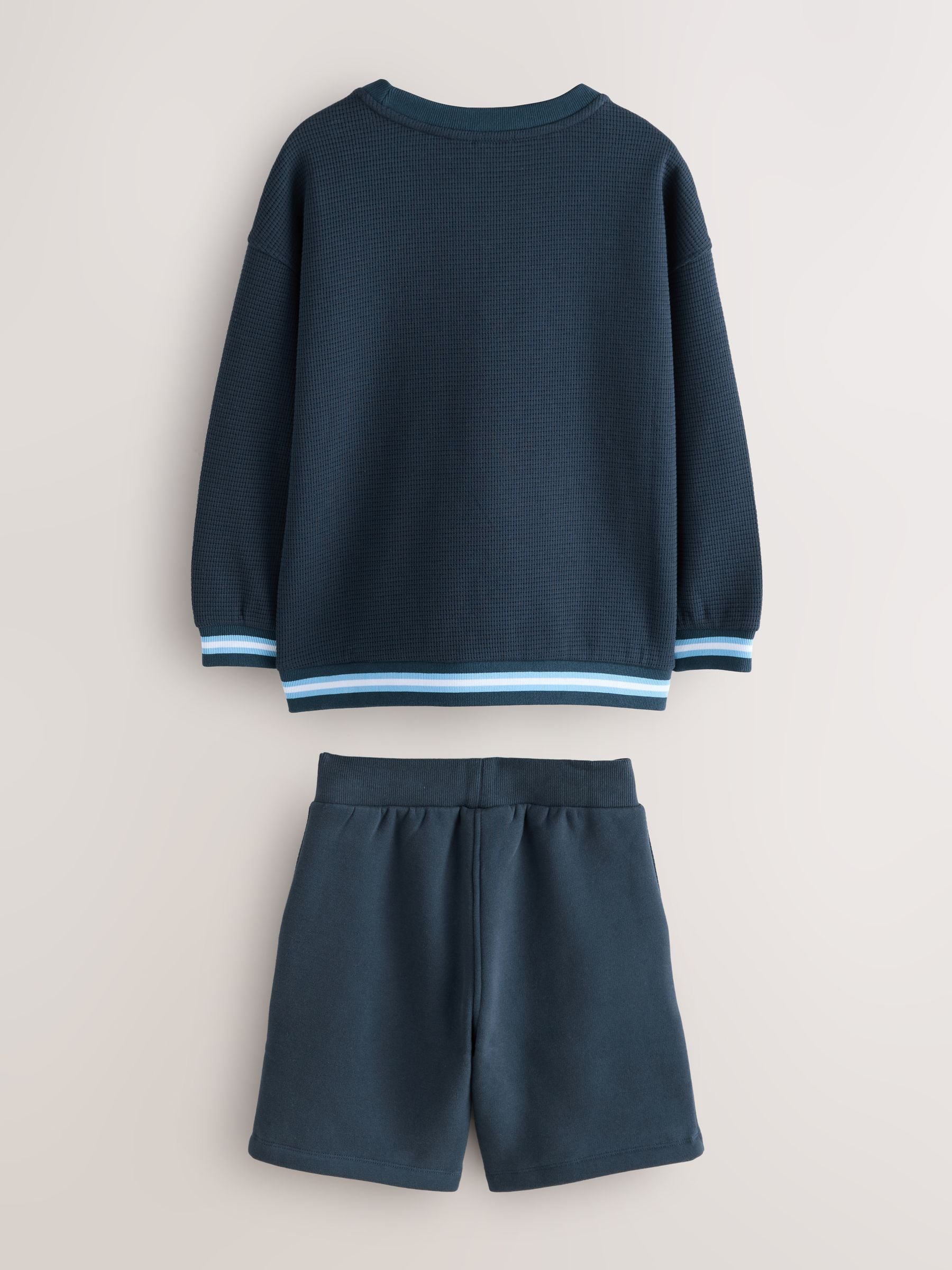 Blauw - Baker by Ted Baker Textured Sweatshirt and Short Set