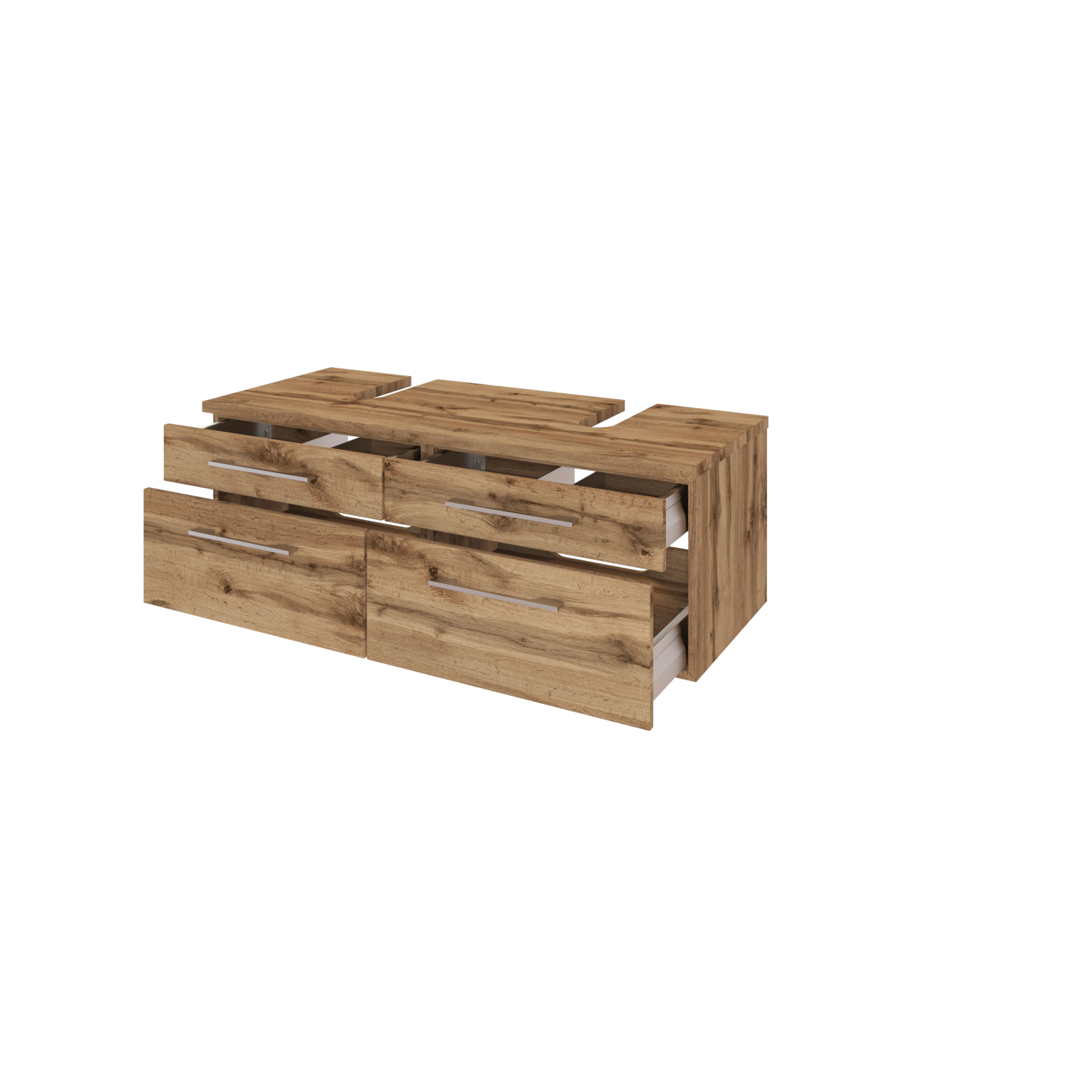 Unterbeckenschrank DAVOS - Wotaneiche - 120 cm breit - für 2 Becken