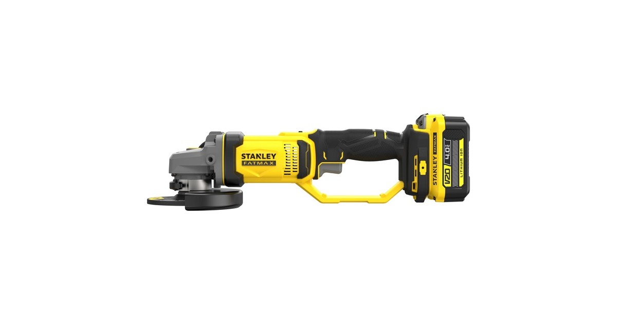 StanleyFATMAX V20 18V Haakse slijper  (Geel/zwart, Koffer, 2 accu's (4.0Ah) en oplader (4A) inbegrepen)