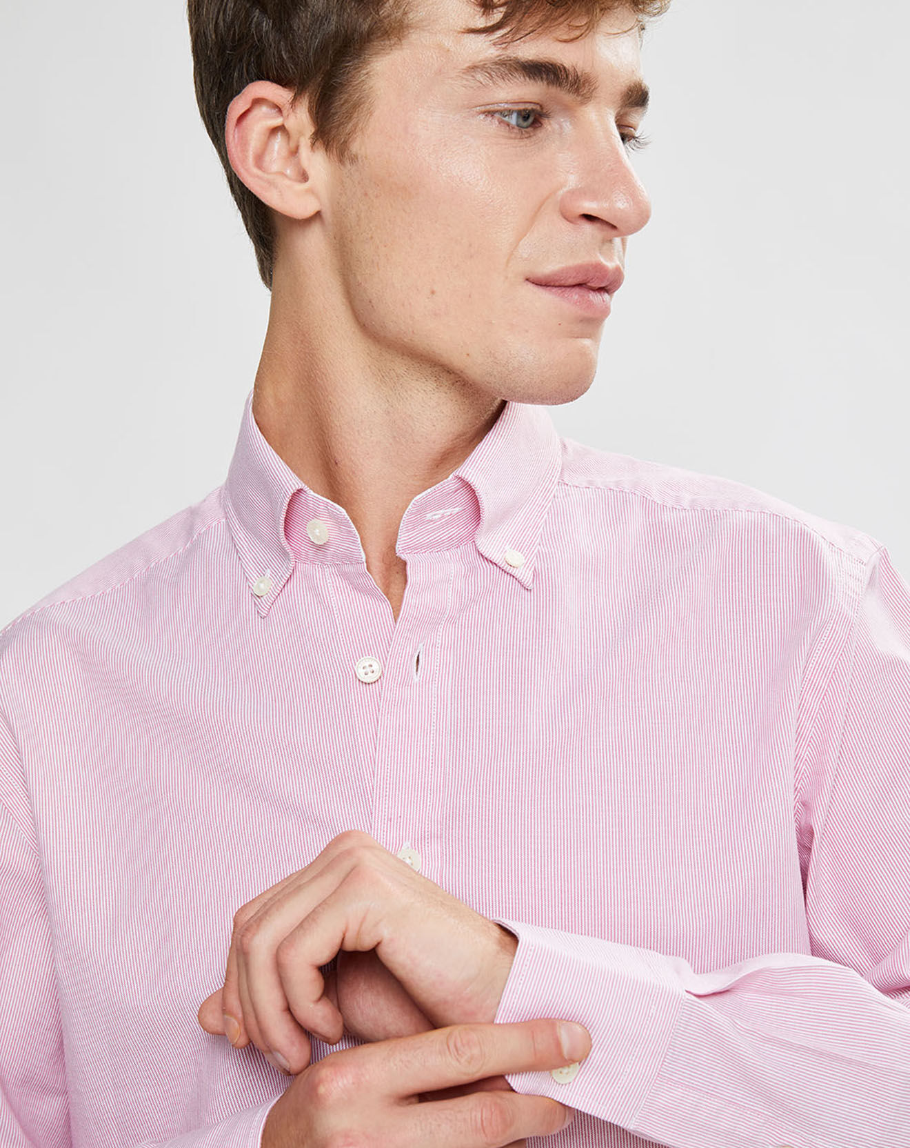 Hackett London Chemise Slim Fit Milleraie Oxford blanc/rose
