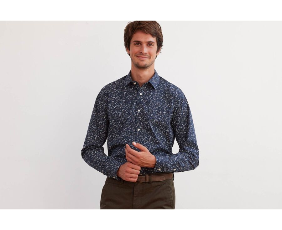 Chemise marine imprimée motif Taupe - MÉDÉRIC