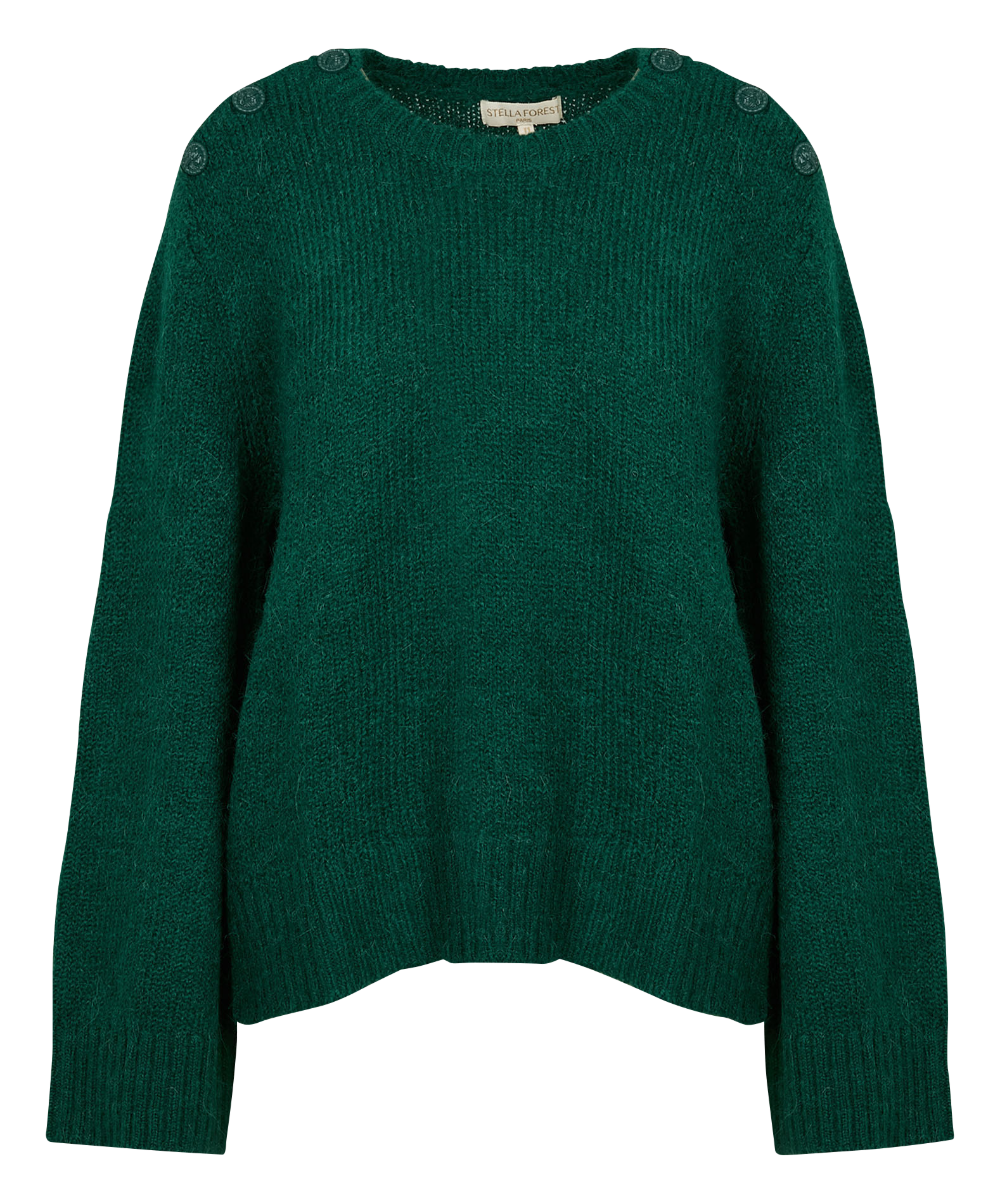 LLIONA - Pull col rond droit en maille | Vert