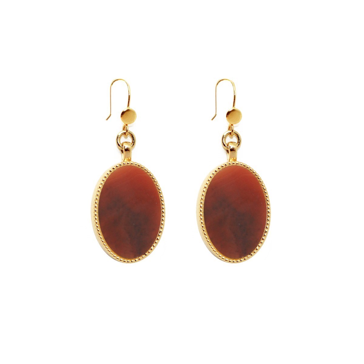 Boucles pierre agate rouge dorée à l'or fin 24k FRIDA