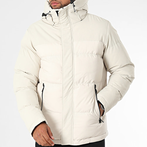Doudoune Capuche Blanc Beige