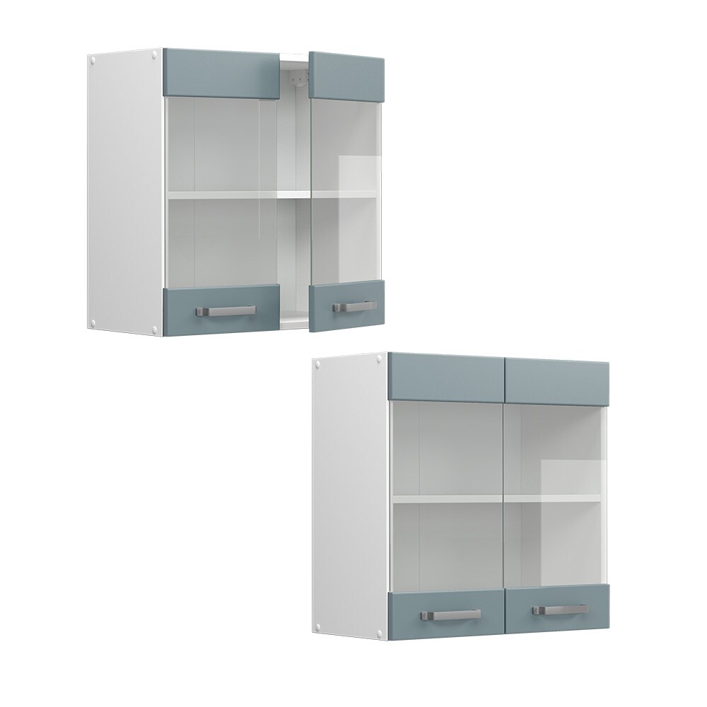 Vicco Glashängeschrank Küchenschrank R-Line Solid Weiß Blau Grau 60 cm modern