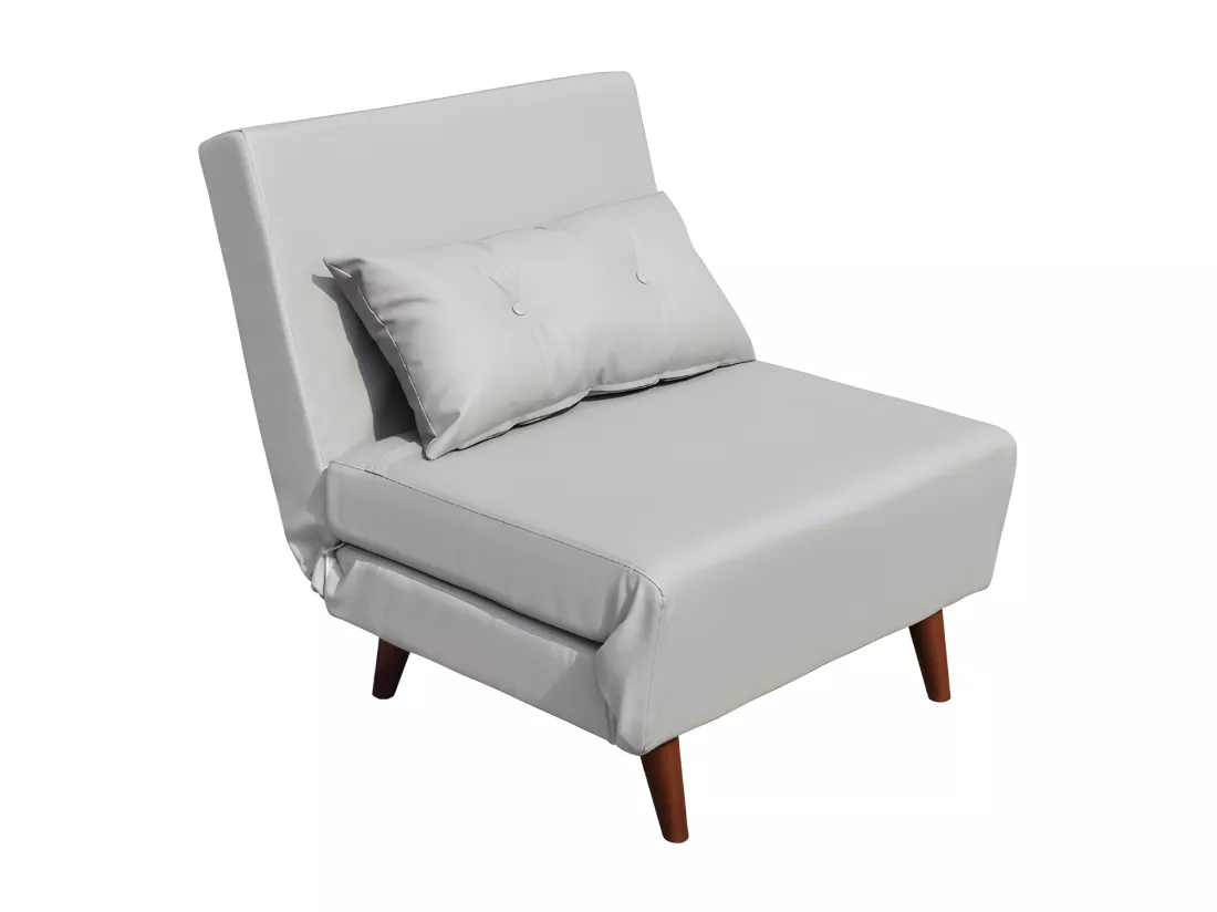 Fauteuil convertible lit 1 place en PU gris facile à nettoyer 80x90x84 cm lit 80x190x28 cm