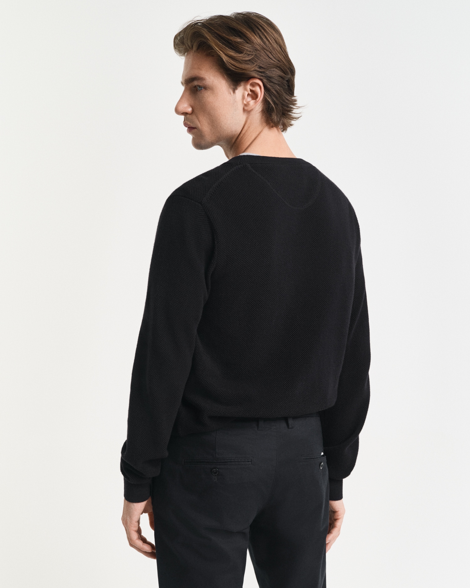 Gant Rundhalspullover »COTTON PIQUE C-NECK«, mit Logostickerei auf der Brust