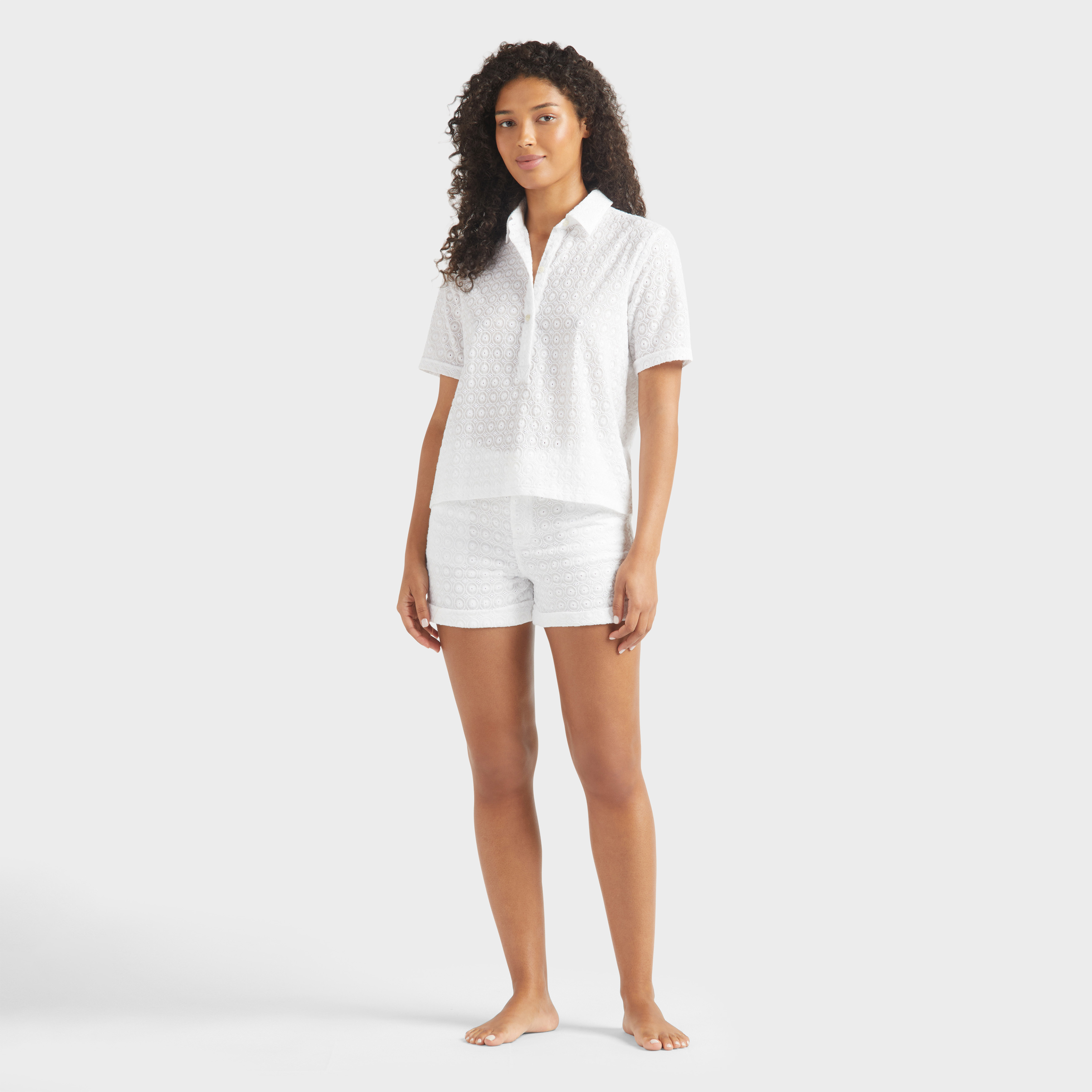 Polo en coton femme Broderie anglaise